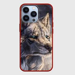 Чехол для iPhone 13 Pro Старый мудрый волк, цвет: 3D-красный
