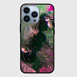 Чехол для iPhone 13 Pro Абстрактные краски и силуэты, цвет: 3D-черный