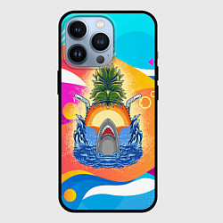 Чехол для iPhone 13 Pro Акула и ананас, цвет: 3D-черный
