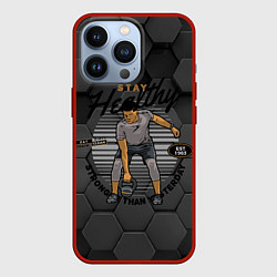 Чехол для iPhone 13 Pro Спорт - атлет с гирей, цвет: 3D-красный