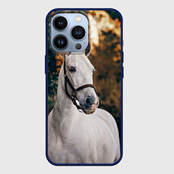 Чехол для iPhone 13 Pro Белая лошадка, цвет: 3D-тёмно-синий