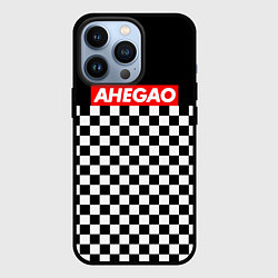 Чехол для iPhone 13 Pro Ahegao надпись клеточки, цвет: 3D-черный