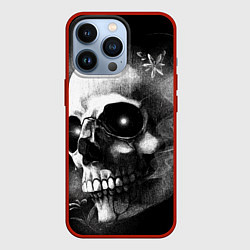 Чехол для iPhone 13 Pro Туманный череп - рисунок карандашом, цвет: 3D-красный