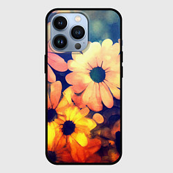 Чехол для iPhone 13 Pro Яркий футаж из цветов, цвет: 3D-черный