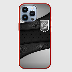 Чехол для iPhone 13 Pro Черно-белый герб России, цвет: 3D-красный