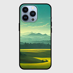 Чехол для iPhone 13 Pro Зелёная долина, пейзаж, цвет: 3D-черный