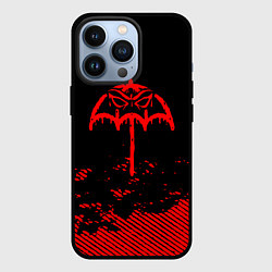 Чехол для iPhone 13 Pro Bring Me the Horizon красный фонтик, цвет: 3D-черный