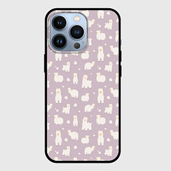 Чехол для iPhone 13 Pro Purple Alpacas, цвет: 3D-черный