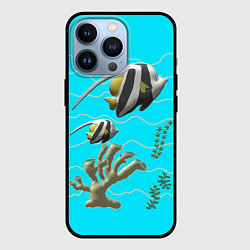Чехол для iPhone 13 Pro Подводный мир рыбки кораллы, цвет: 3D-черный