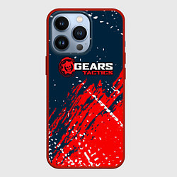 Чехол для iPhone 13 Pro Gears of War - бела-красная текстура, цвет: 3D-красный