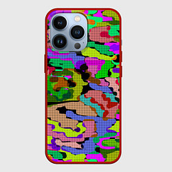Чехол для iPhone 13 Pro Разноцветный клетчатый камуфляж, цвет: 3D-красный
