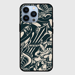 Чехол для iPhone 13 Pro Японская тату текстура, цвет: 3D-черный