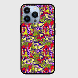 Чехол для iPhone 13 Pro Череп и зомби, цвет: 3D-черный