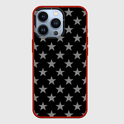 Чехол для iPhone 13 Pro Звездный фон черный, цвет: 3D-красный