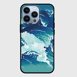 Чехол для iPhone 13 Pro Несущиеся морские волны, цвет: 3D-черный