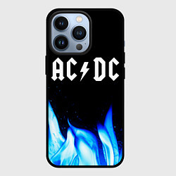 Чехол для iPhone 13 Pro AC DC blue fire, цвет: 3D-черный