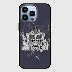 Чехол для iPhone 13 Pro Маска самурая в цветах, цвет: 3D-черный
