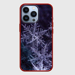 Чехол для iPhone 13 Pro Снежинки макро фото, цвет: 3D-красный