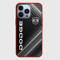 Чехол для iPhone 13 Pro Dodge Абстракция карбон, цвет: 3D-красный