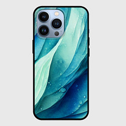 Чехол для iPhone 13 Pro Акварельные синие узоры, цвет: 3D-черный