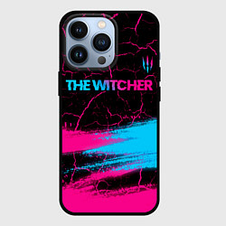 Чехол iPhone 13 Pro The Witcher - neon gradient: символ сверху