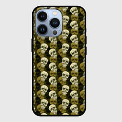 Чехол для iPhone 13 Pro Милитари улыбающиеся черепа, цвет: 3D-черный