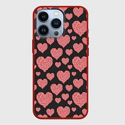 Чехол для iPhone 13 Pro Сердце-мозг, цвет: 3D-красный