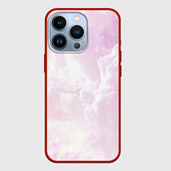 Чехол для iPhone 13 Pro Розовые облака на голубом небе, цвет: 3D-красный