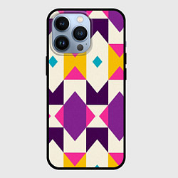 Чехол для iPhone 13 Pro Геометрический цветной орнамент, цвет: 3D-черный