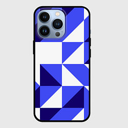 Чехол для iPhone 13 Pro Абстрактный сине-белый паттерн, цвет: 3D-черный