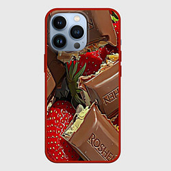 Чехол для iPhone 13 Pro Клубника и шоколад Рошен, цвет: 3D-красный