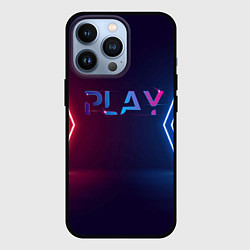 Чехол для iPhone 13 Pro Play неоновые буквы и красно синие полосы, цвет: 3D-черный