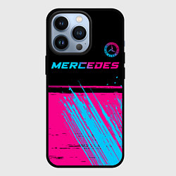 Чехол для iPhone 13 Pro Mercedes - neon gradient: символ сверху, цвет: 3D-черный