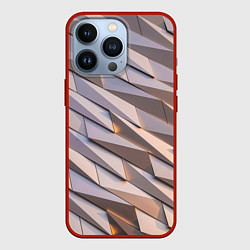 Чехол для iPhone 13 Pro Металлическая брoня, цвет: 3D-красный