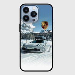 Чехол для iPhone 13 Pro Porsche on a mountain winter road, цвет: 3D-черный