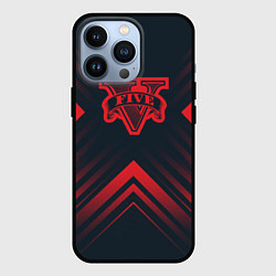 Чехол для iPhone 13 Pro Красный символ GTA на темном фоне со стрелками, цвет: 3D-черный