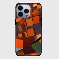 Чехол для iPhone 13 Pro Множество оранжевых кубов и фигур, цвет: 3D-черный
