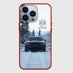 Чехол для iPhone 13 Pro Dodge in winter forest, цвет: 3D-красный