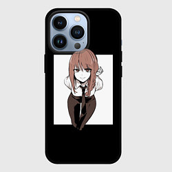 Чехол для iPhone 13 Pro Человек-бензопила Макима в белом прямоугольнике, цвет: 3D-черный