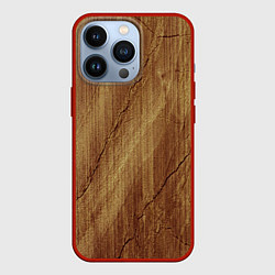 Чехол для iPhone 13 Pro Деревянная текстура, цвет: 3D-красный