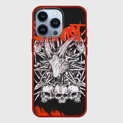 Чехол для iPhone 13 Pro Slipknot черепа, цвет: 3D-красный