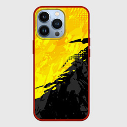 Чехол для iPhone 13 Pro Black and yellow, цвет: 3D-красный