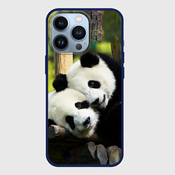 Чехол для iPhone 13 Pro Влюблённые панды, цвет: 3D-тёмно-синий