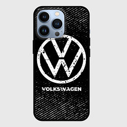 Чехол для iPhone 13 Pro Volkswagen с потертостями на темном фоне, цвет: 3D-черный