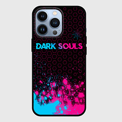 Чехол для iPhone 13 Pro Dark Souls - neon gradient: символ сверху, цвет: 3D-черный