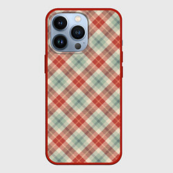 Чехол для iPhone 13 Pro Салатовый узор в клетку, цвет: 3D-красный