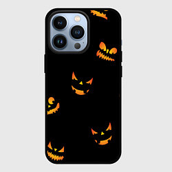 Чехол для iPhone 13 Pro Halloween горящие тыквы, цвет: 3D-черный