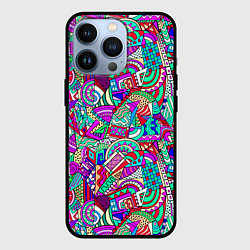 Чехол для iPhone 13 Pro Лоскутный паттерн, цвет: 3D-черный
