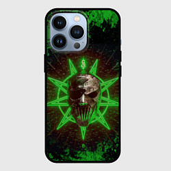 Чехол для iPhone 13 Pro Slipknot green star, цвет: 3D-черный