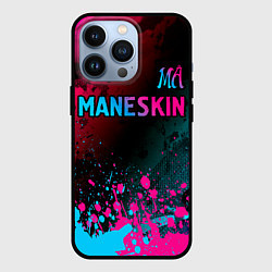 Чехол для iPhone 13 Pro Maneskin - neon gradient: символ сверху, цвет: 3D-черный